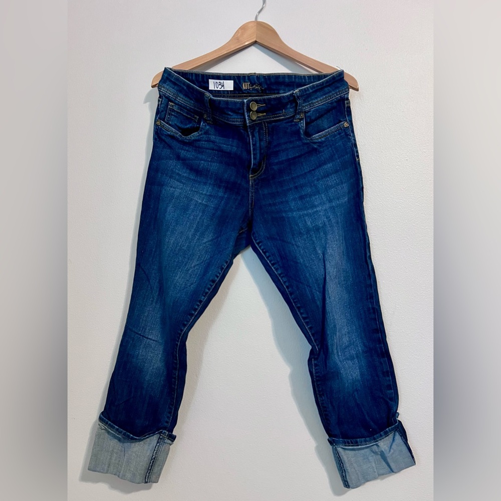 Kut from the Kloth KP398MA1 | Cuffed Capri Jeans | Size 14 | Dark Wash Stretch